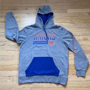 Fanatics Gray and Blue NY Knicks Hoodie with Sporty Design